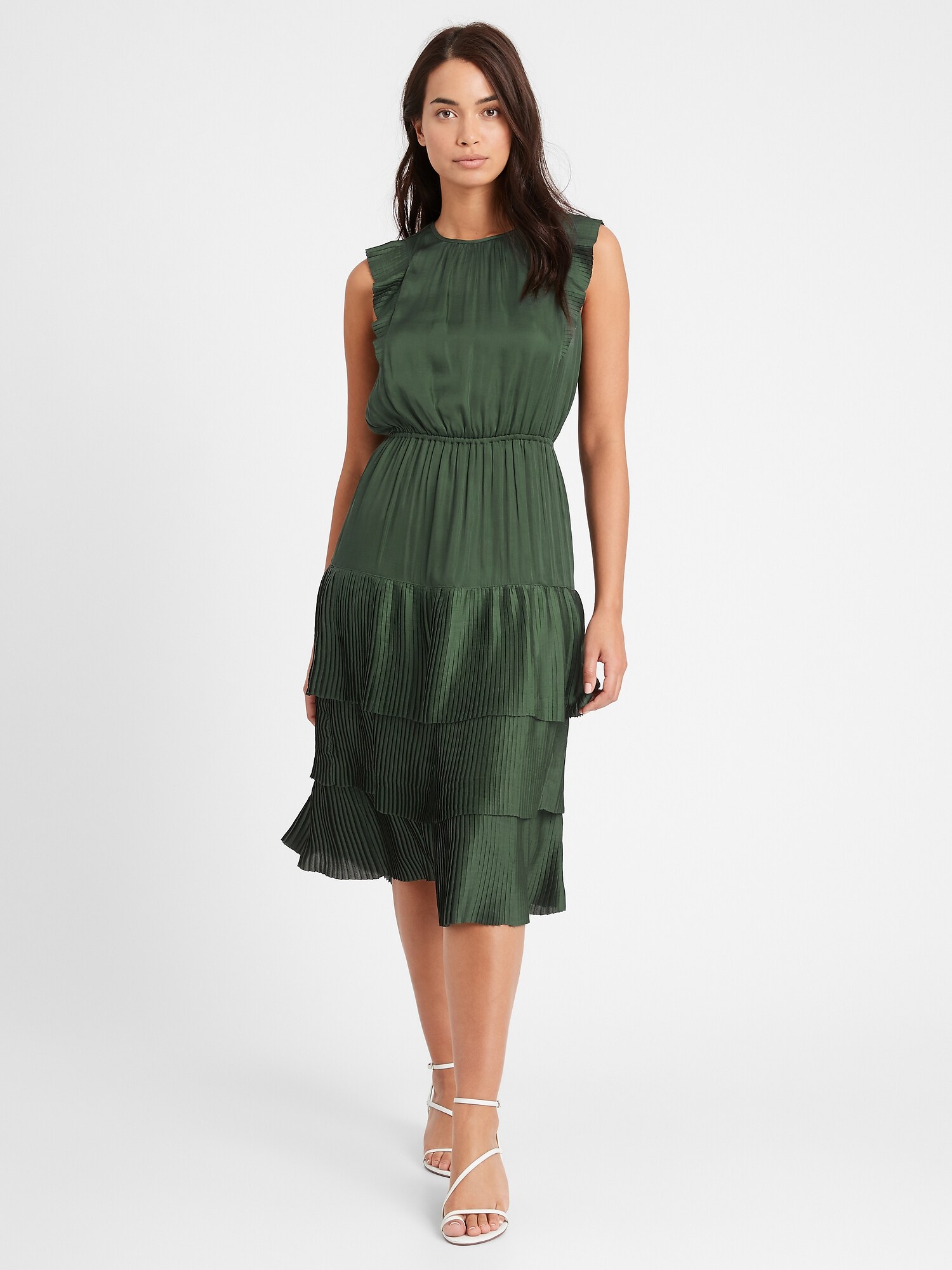 petite midi pleated dress