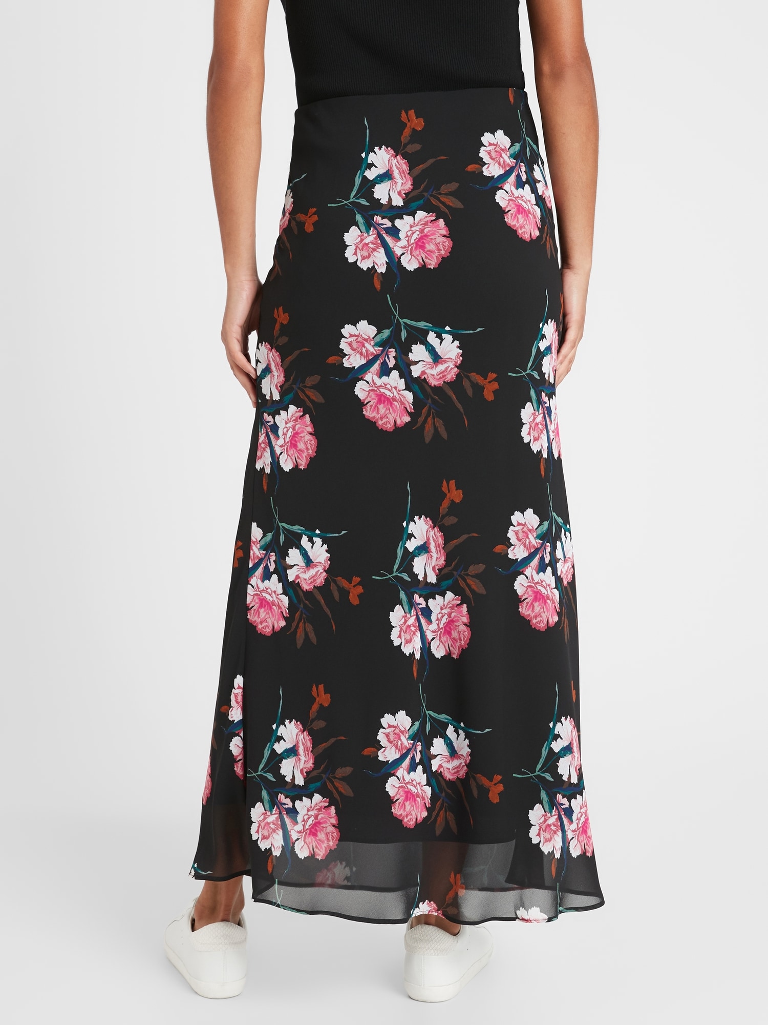 Floral Bias-Cut Maxi Skirt