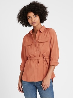 Belted Utility High-Low Shirt