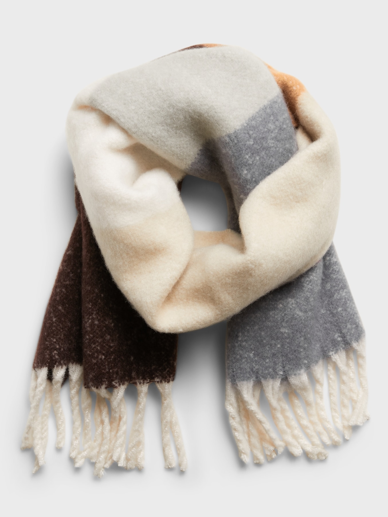 Oversized Color-Block Fuzzy Scarf