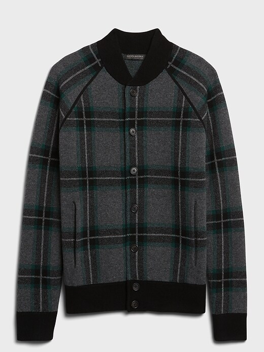Plaid Bomber Sweater Jacket | Banana Republic