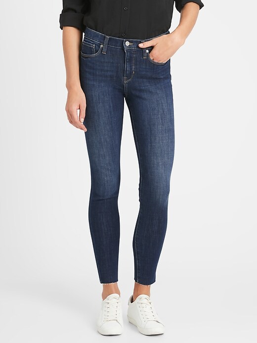 Image number 5 showing, Petite Mid-Rise Skinny Ankle Jean with Raw Hem