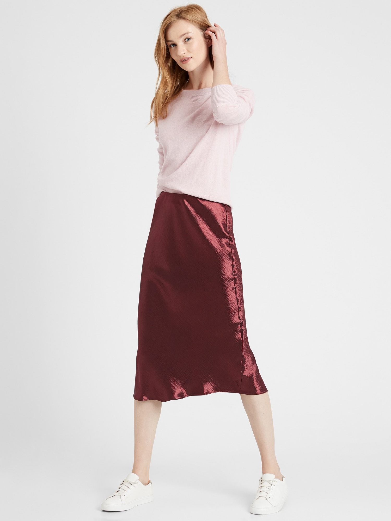 Burgundy skirt slip sale