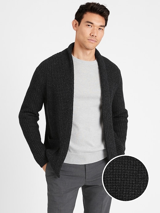 Gray waffle knit cardigan best sale