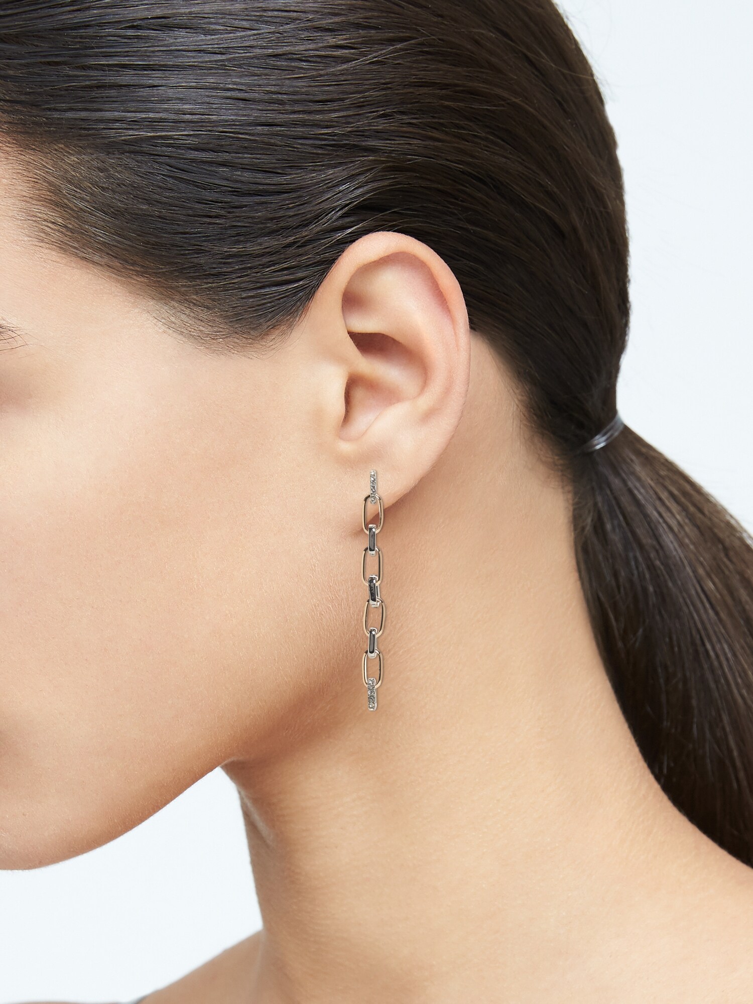 Linear Pavé Link Earrings
