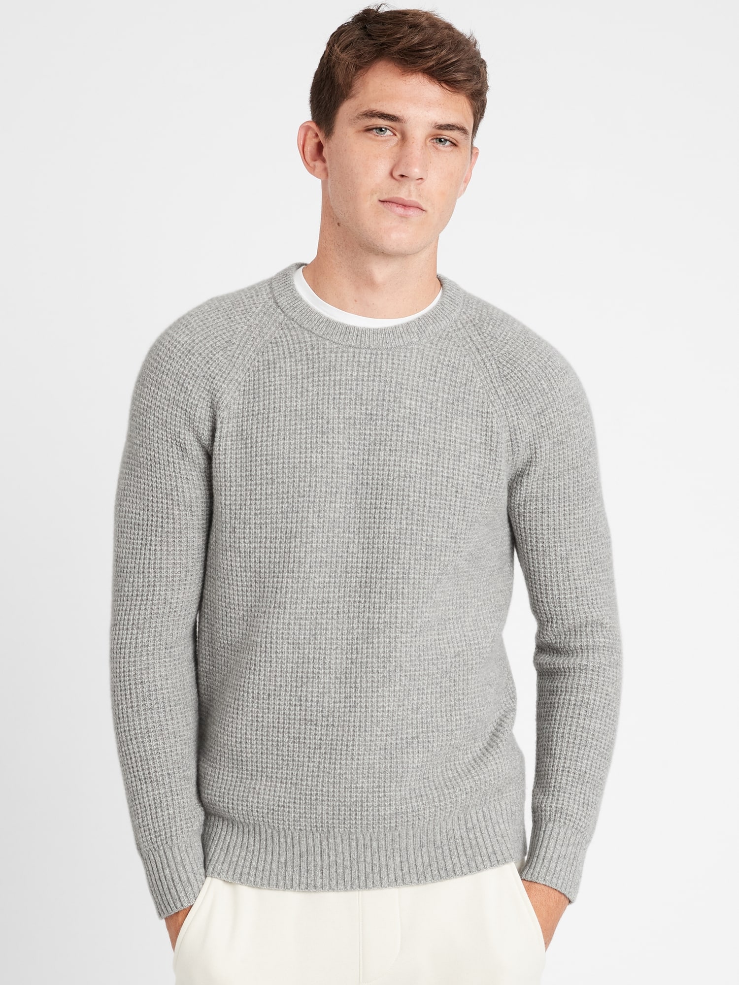 Italian Wool-Blend Waffle-Knit Sweater