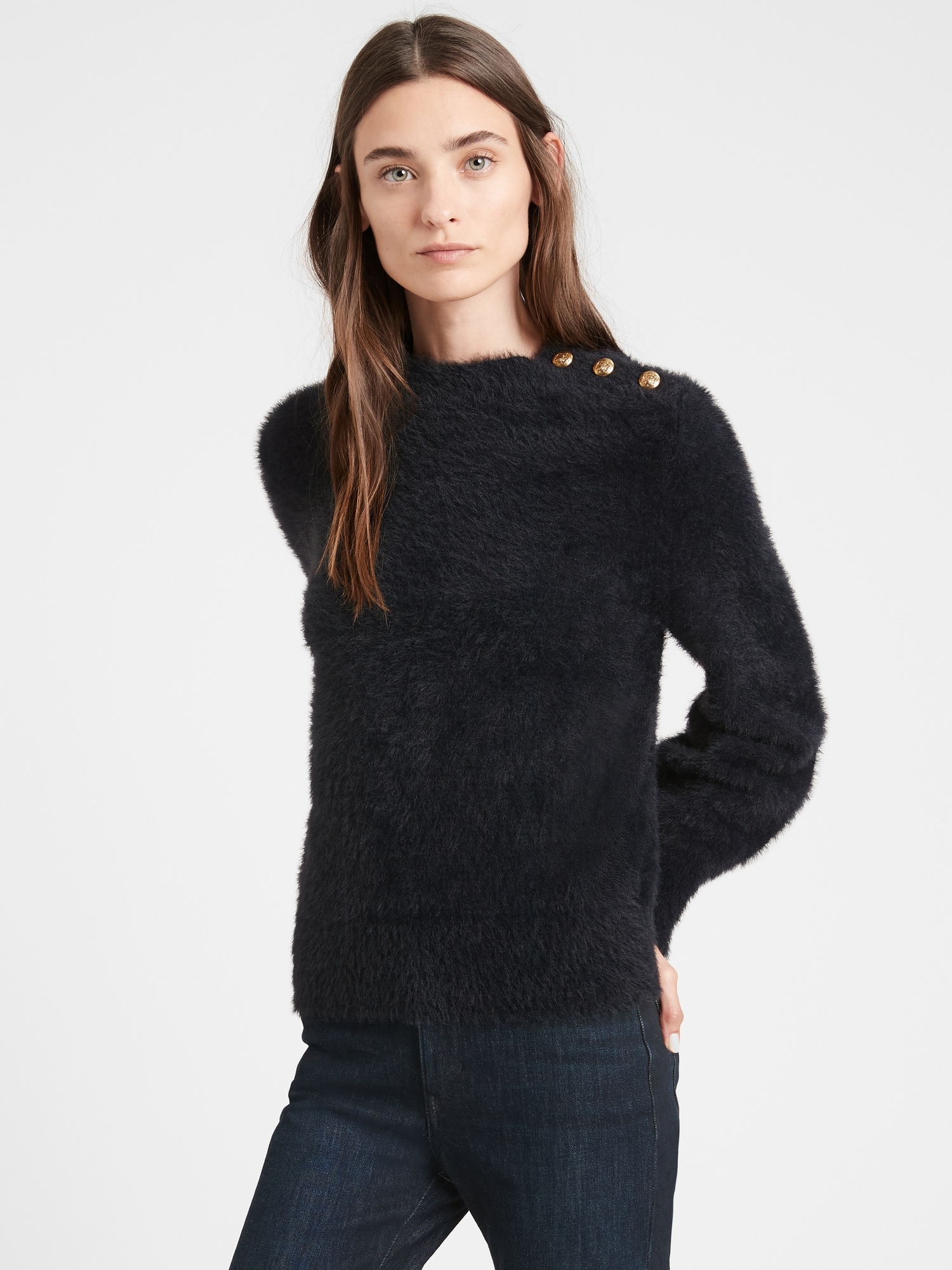 Fuzzy Puff-Sleeve Sweater