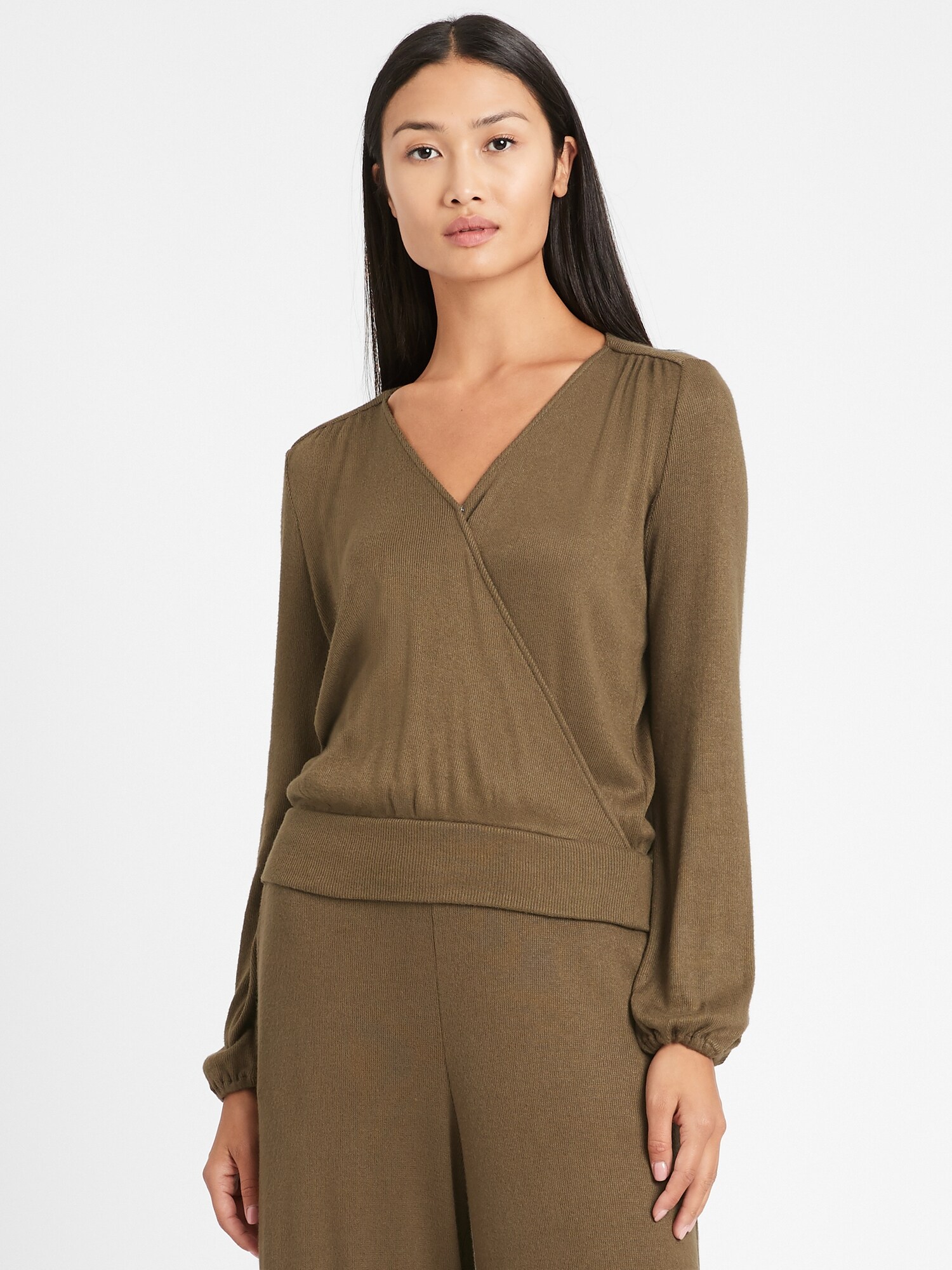 Cozy Ribbed Wrap-Style Top