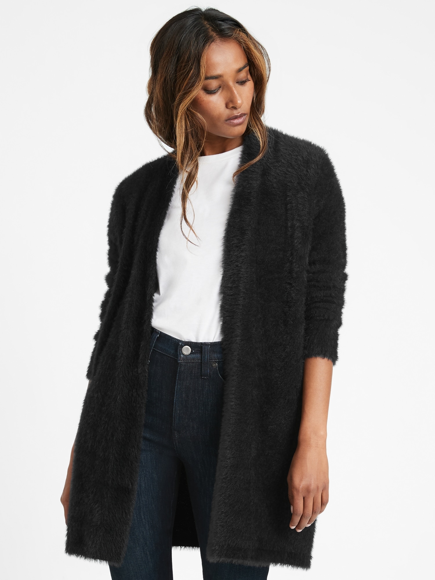 petite long sweater coat