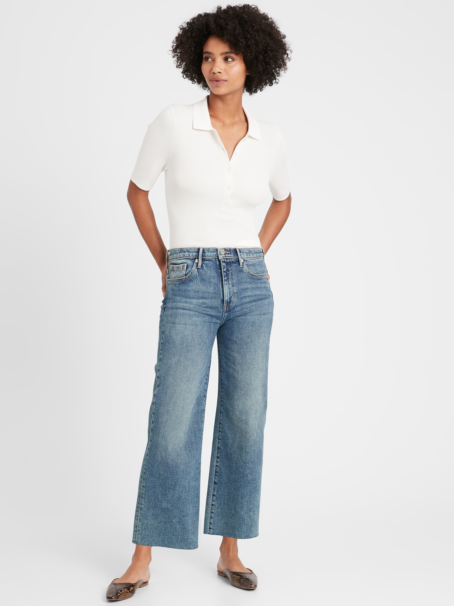 Petite High-Rise Wide-Leg Crop Jean