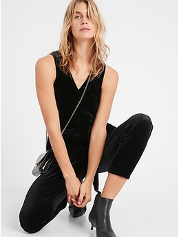 Banana republic black velvet jumpsuit online