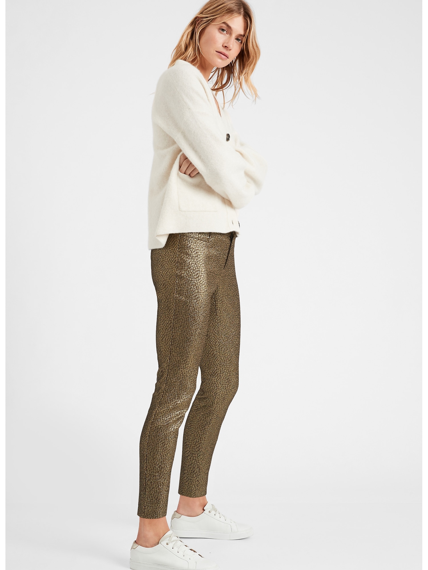 Petite Mid-Rise Skinny Metallic Sloan Pant