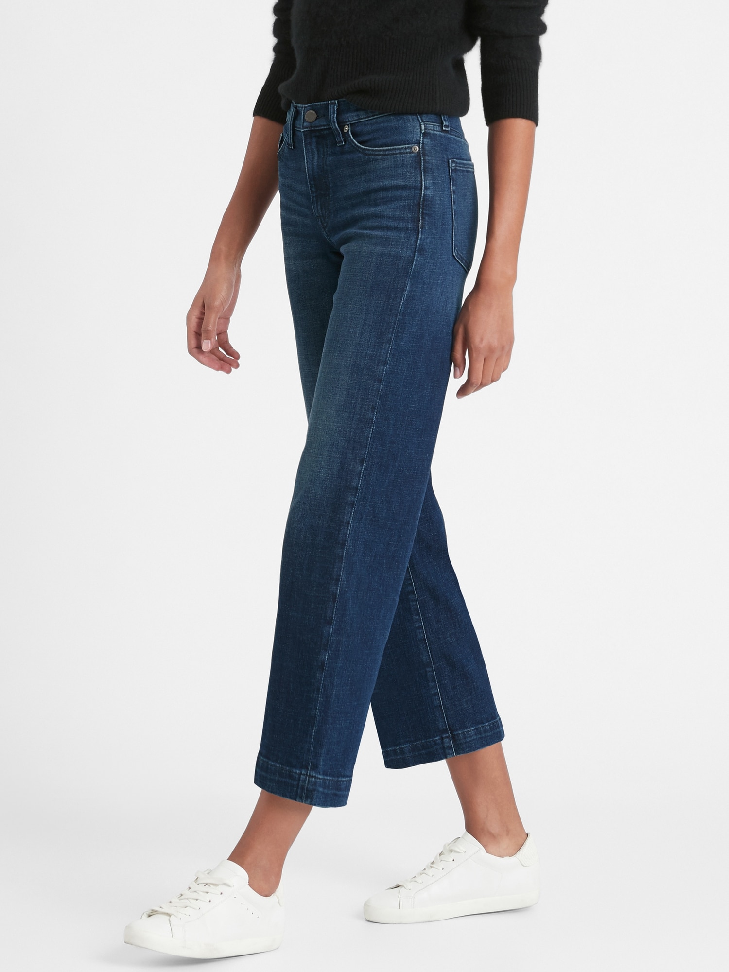 Banana republic High-Rise Slim Wide-Leg Cropped Jeans,Medium Wash SZ 34L  #746787