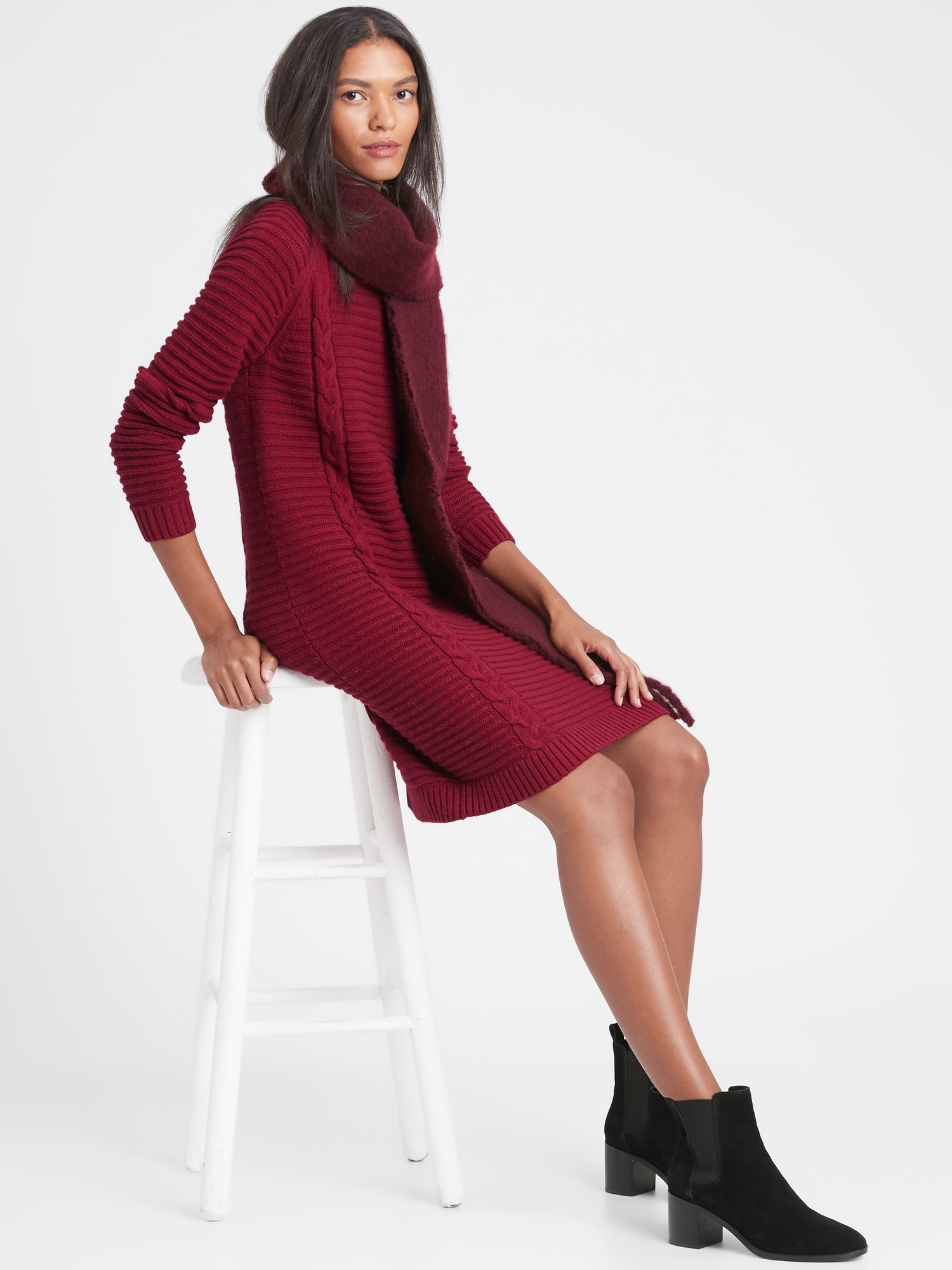 Petite Cable-Knit Sweater Dress