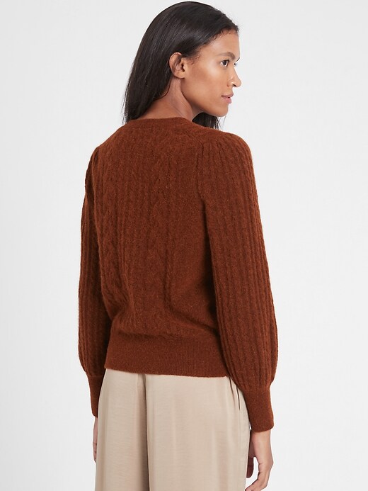 Cable-Knit Puff-Sleeve Sweater