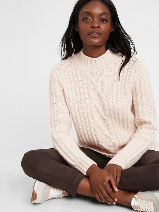 Cashmere Chunky Mock Neck Sweater Banana Republic