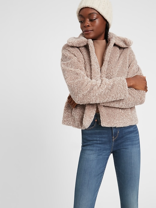 banana republic cropped sherpa jacket