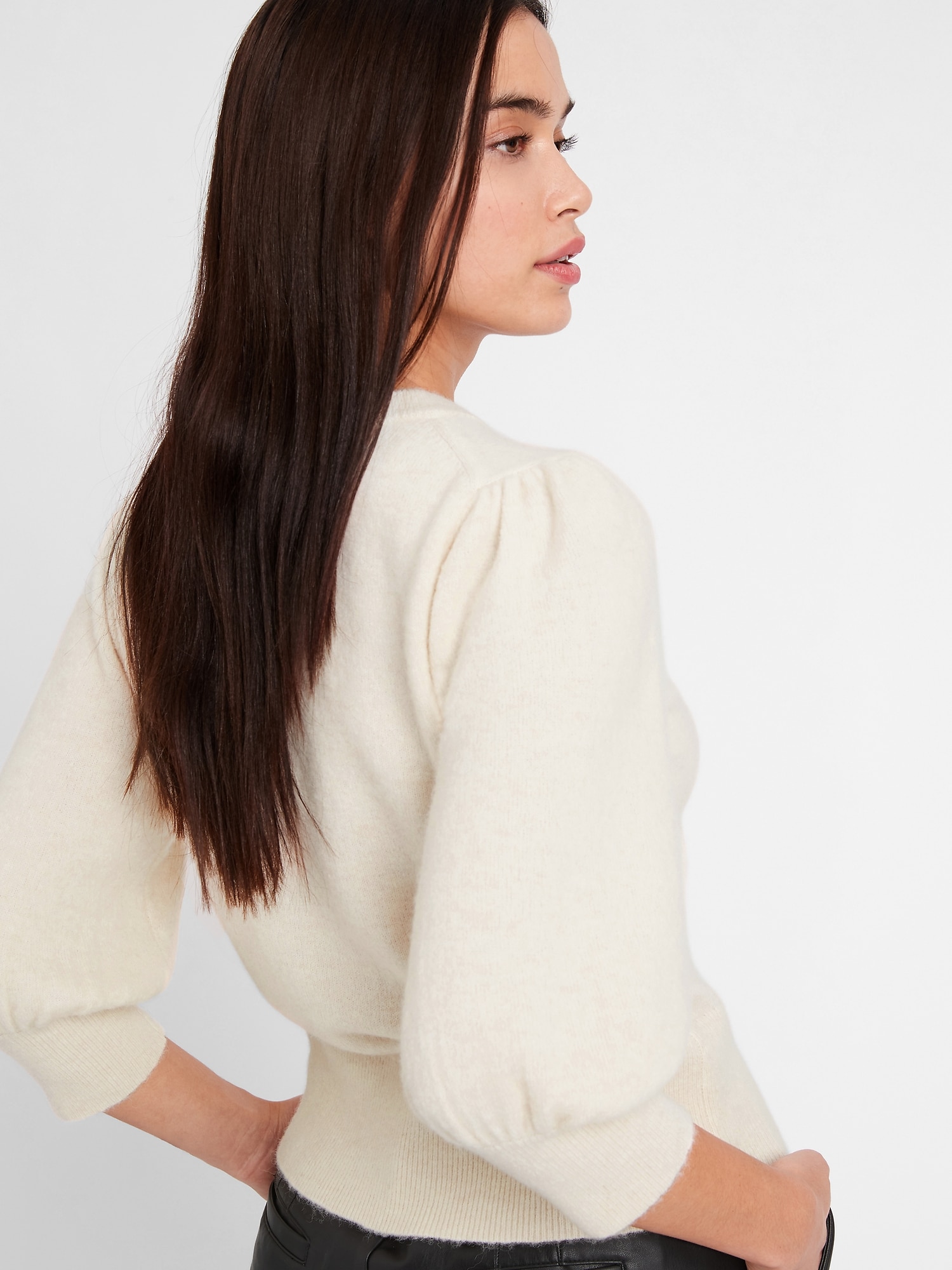 Embellished Puff-Sleeve Sweater