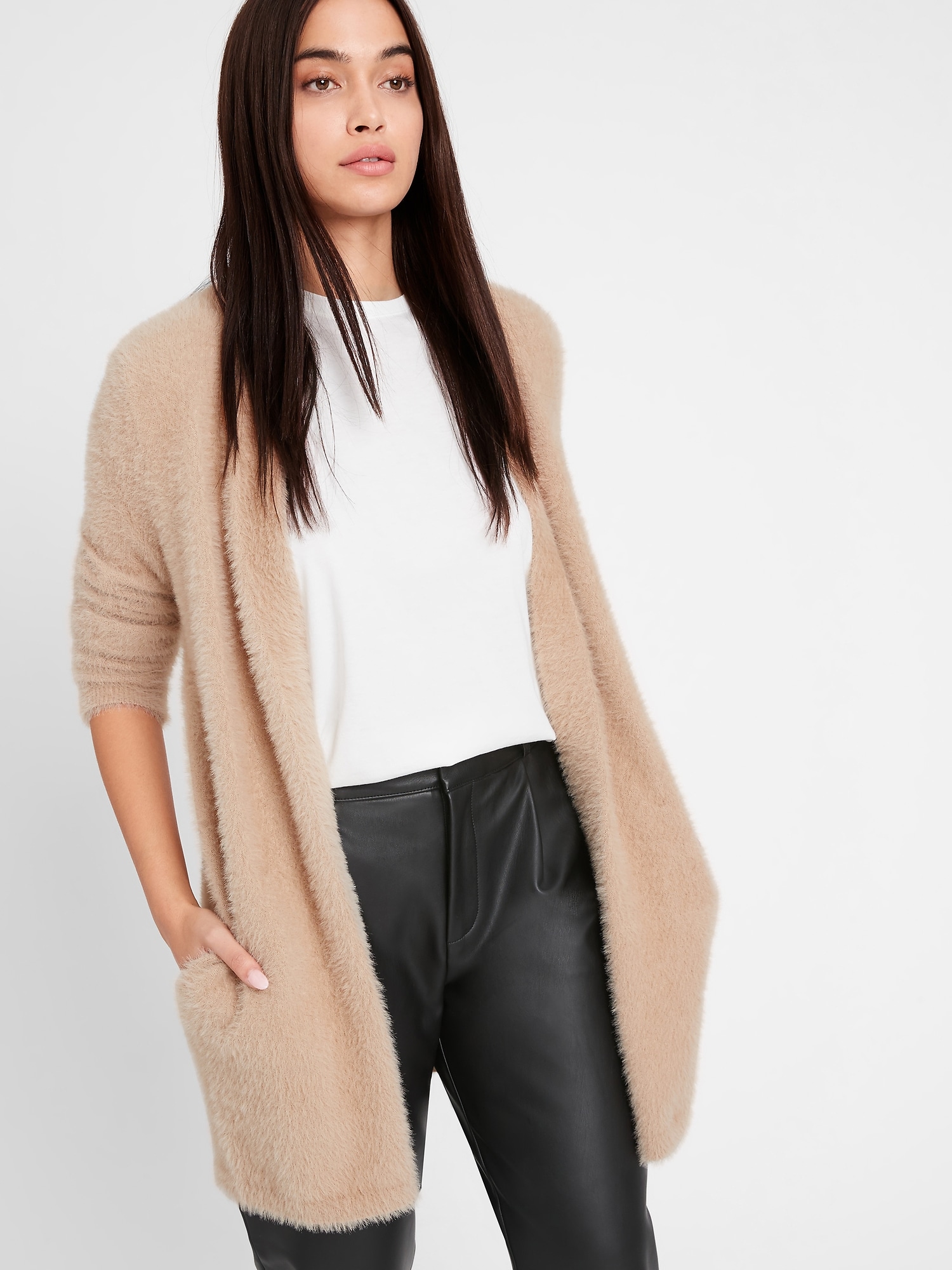 Fuzzy Long Cardigan Sweater | Banana Republic