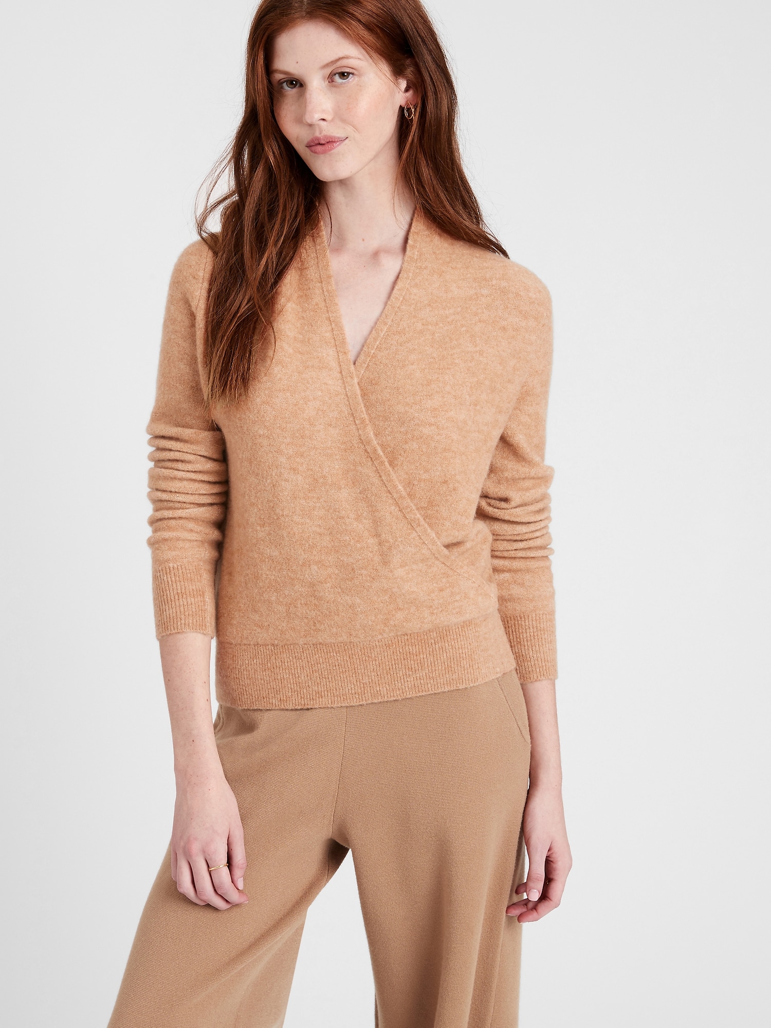 Petite Aire Wrap-Front Sweater