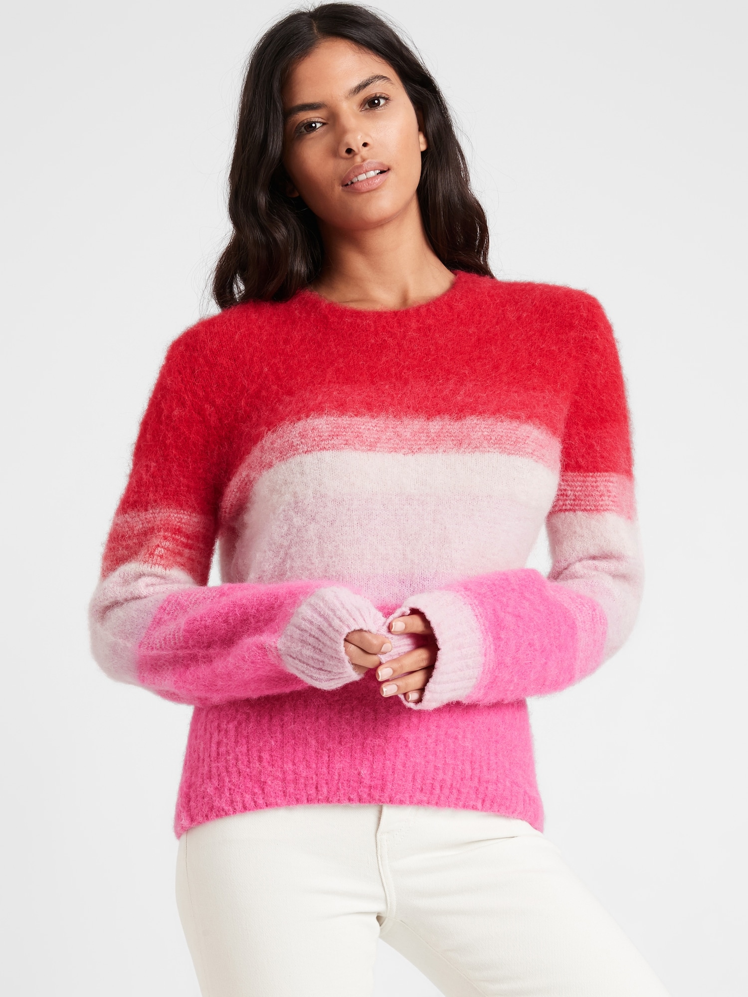 Fuzzy Ombré Stripe Sweater