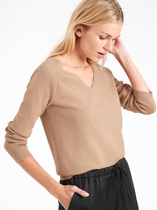 Wide V-Neck Sweater Top