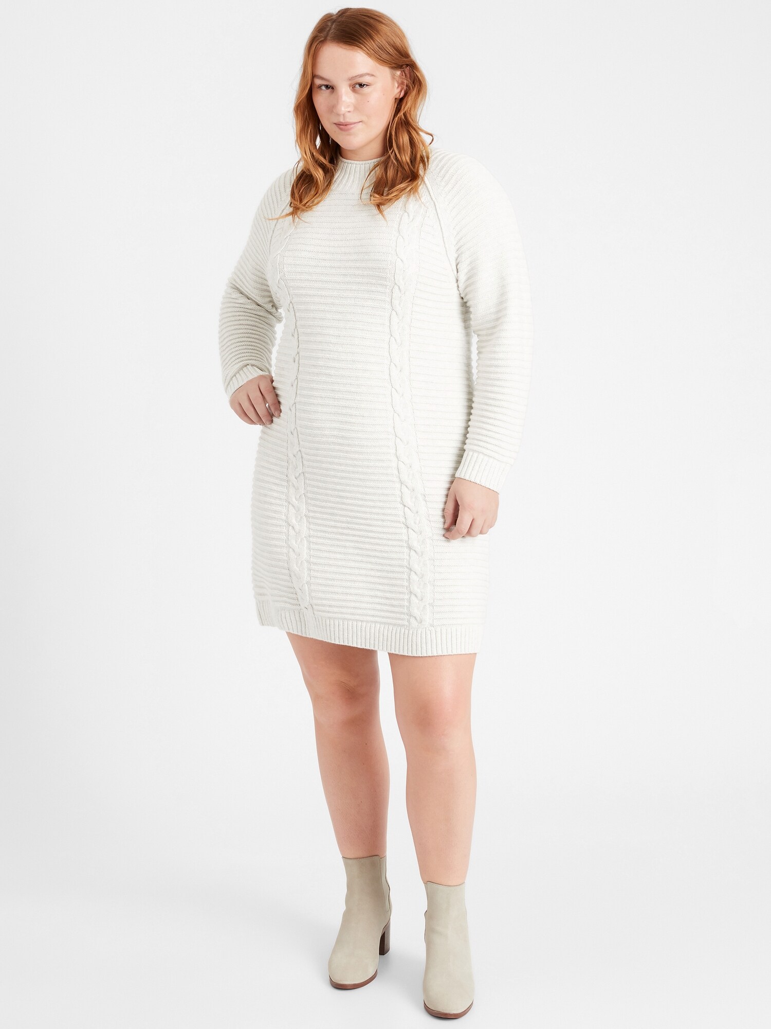 Plus Recycled Cable Knit Sweater Dress