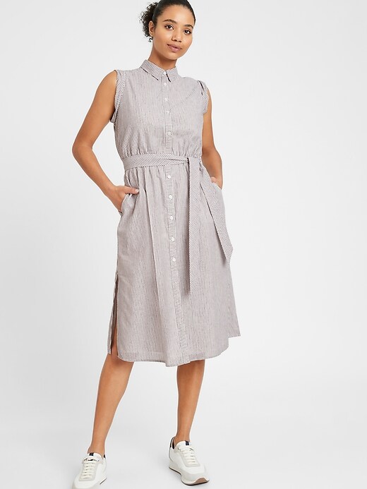 Image number 1 showing, Stripe Cotton-Linen Shirtdress