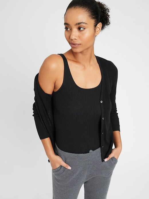 Image number 1 showing, Sweater Tank with Silk