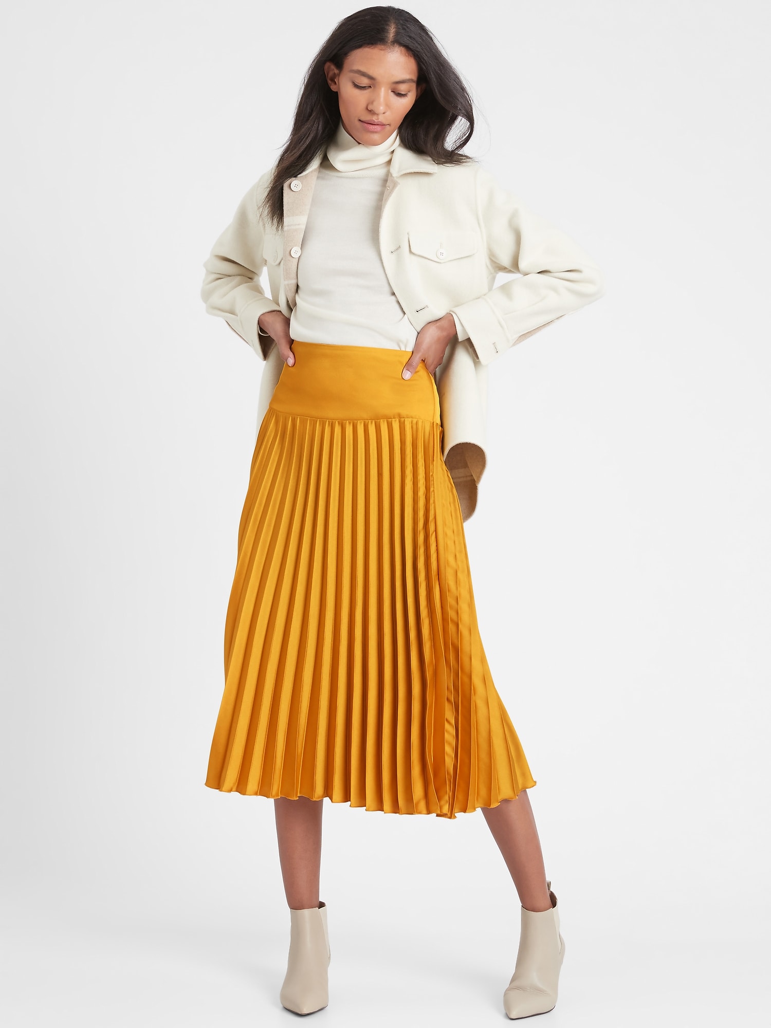 Petite Pleated Midi Skirt
