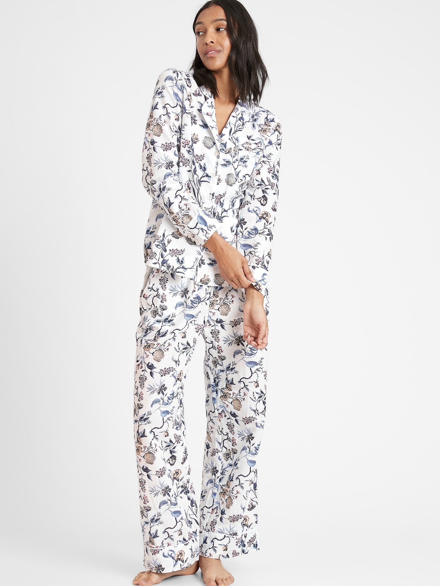 Linen-Cotton Pajama Pant Set