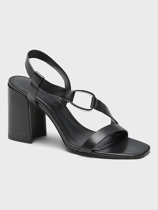 Leather Slip-On Block-Heel Sandal
