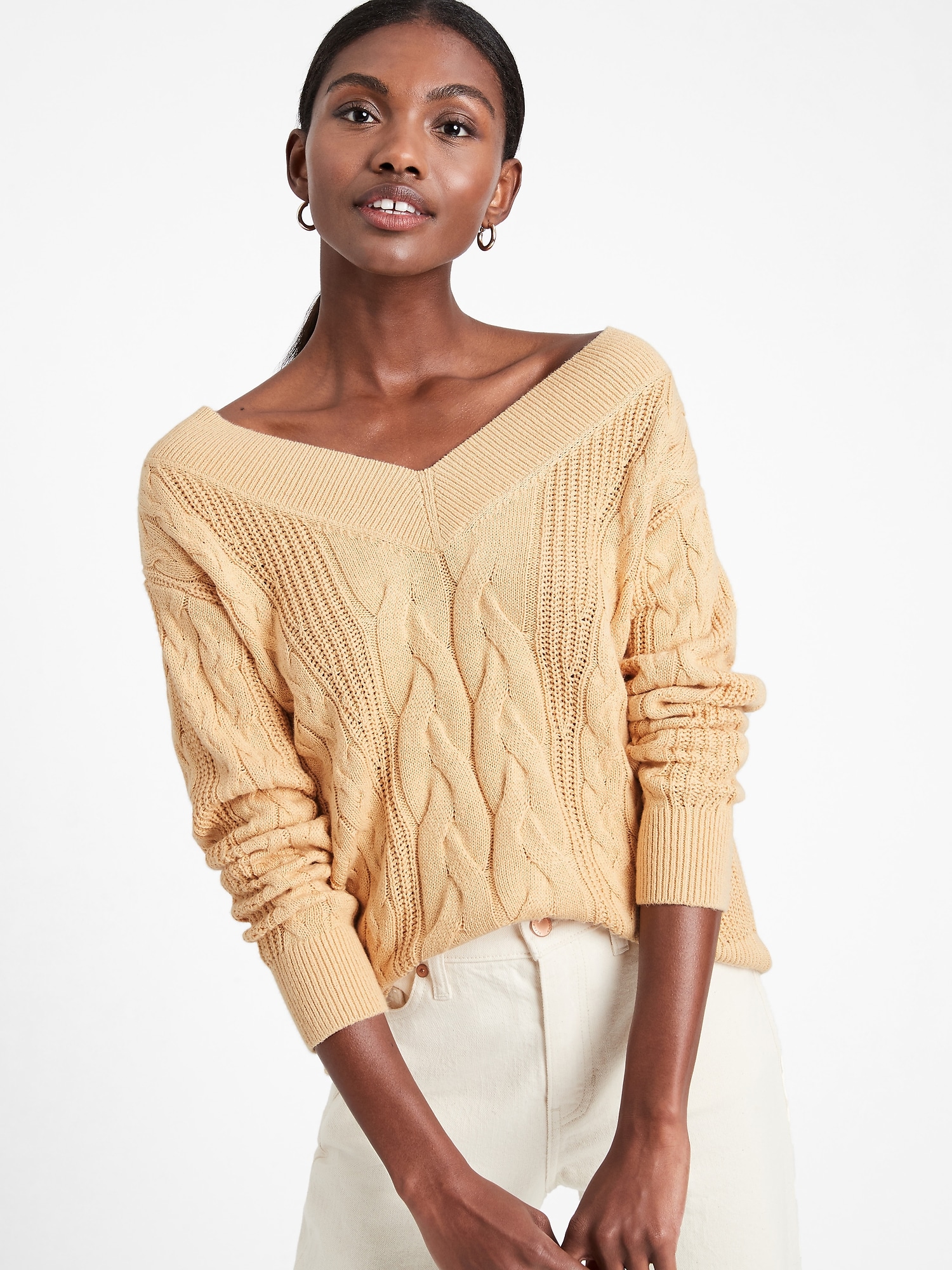 Cotton-Hemp Cable-Knit Sweater