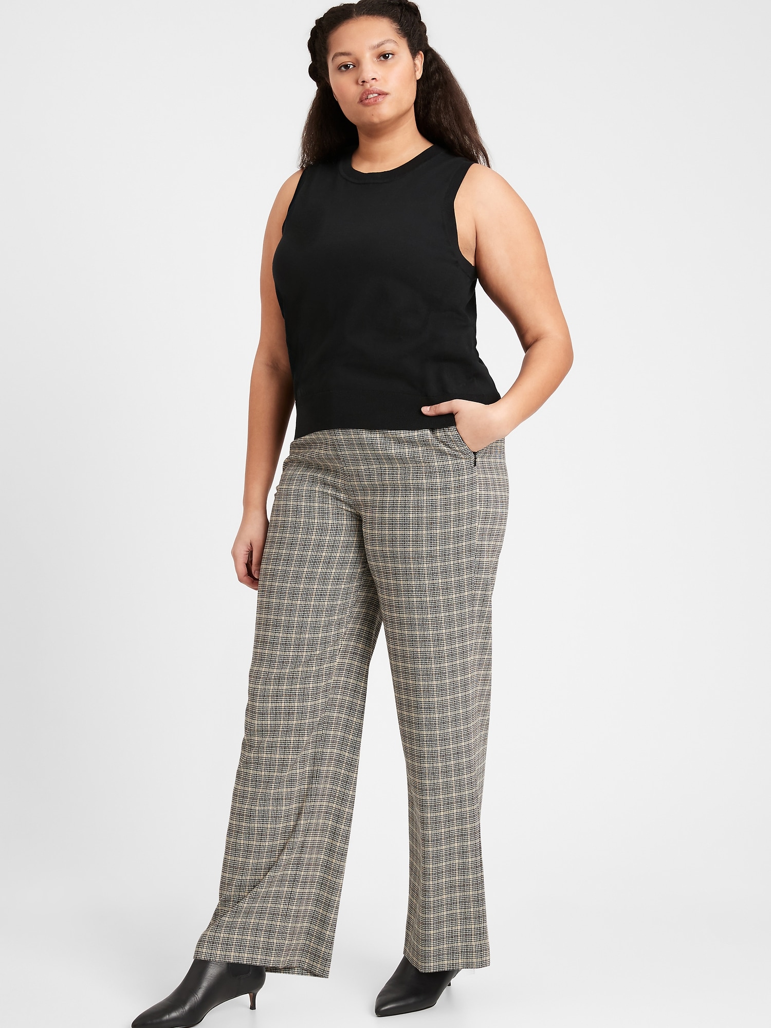 High-Rise Wide-Leg Pant with Elastic Sides