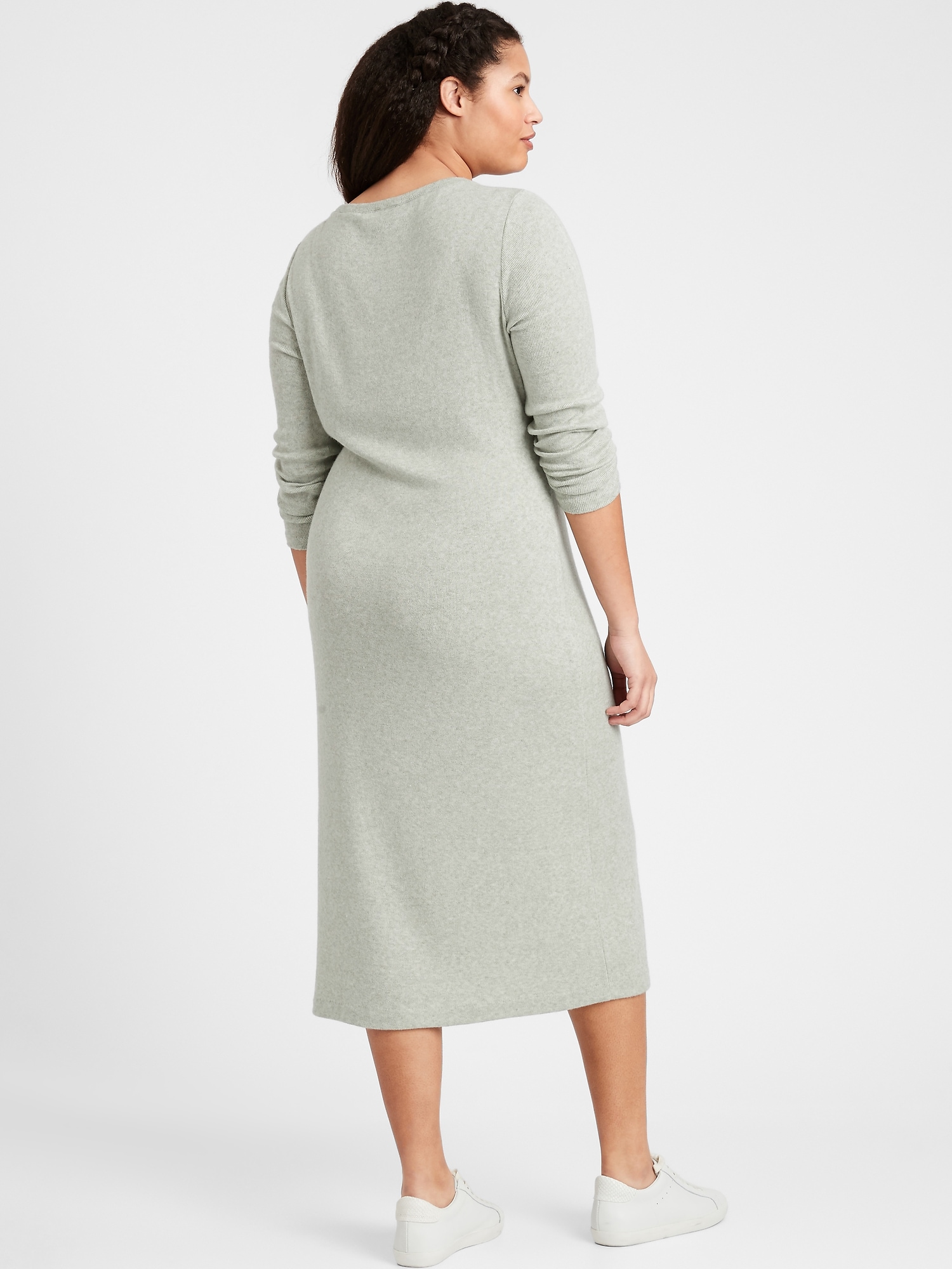 Ribbed-Knit Dress with Side Slit | Banana Republic