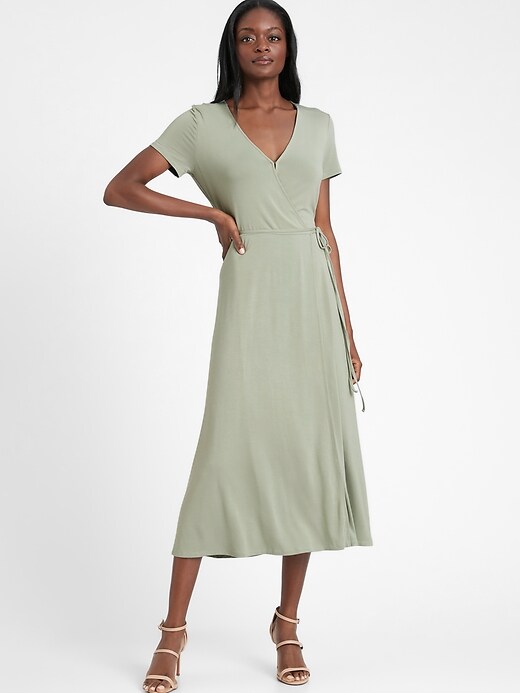 Petite Knit Wrap Dress Banana Republic