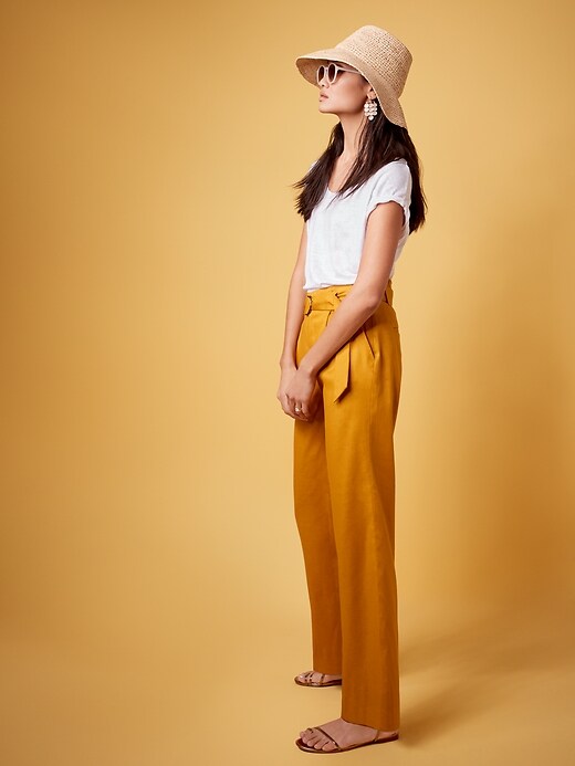 Image number 1 showing, High-Rise Wide-Leg Linen-Cotton Pant