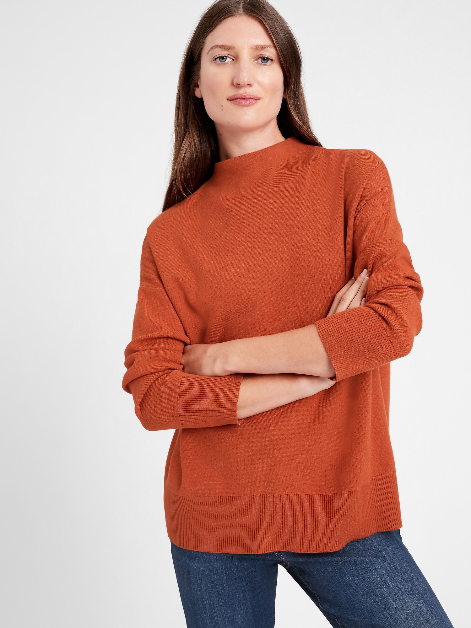 Petite Relaxed Mock-Neck Sweater