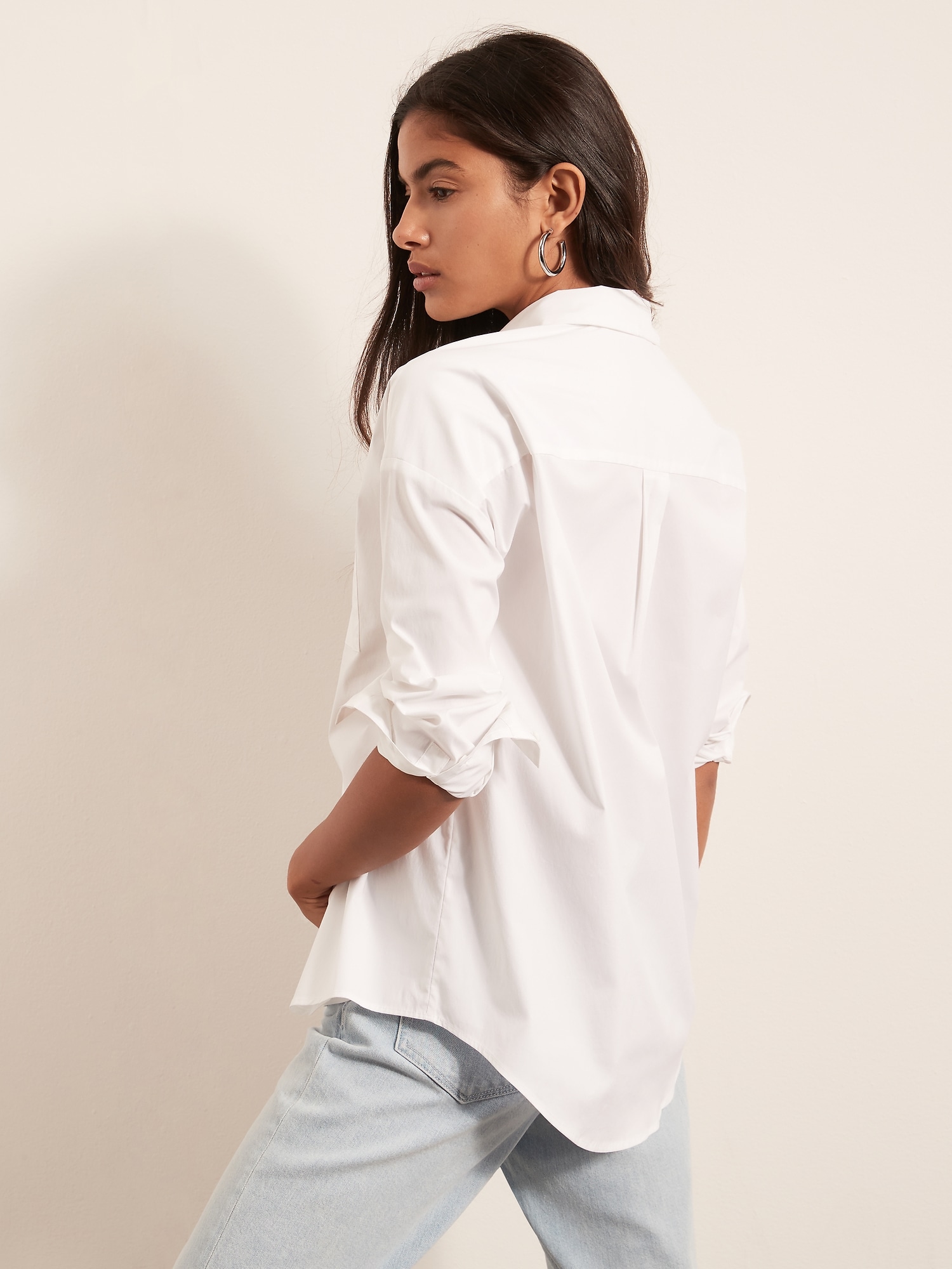 Petite Oversized Tech-Stretch Shirt