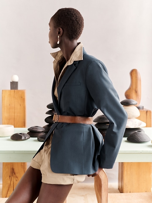Image number 1 showing, Long & Lean-Fit Washable Wool-Blend Blazer
