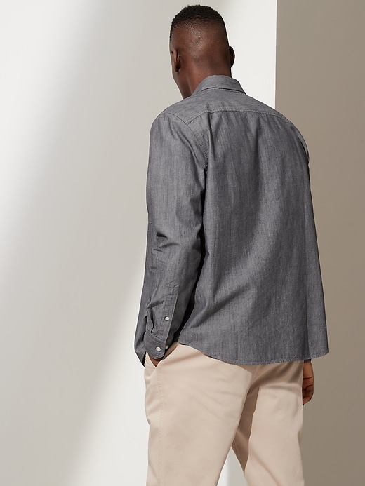Image number 3 showing, Untucked Standard-Fit Chambray Shirt