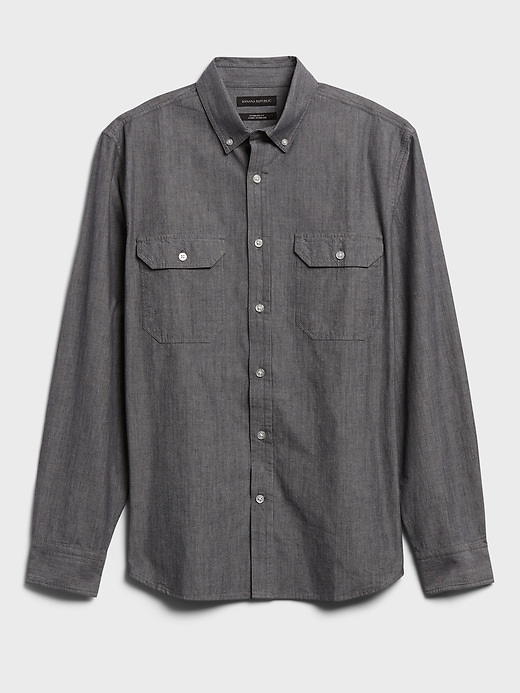 Image number 2 showing, Untucked Standard-Fit Chambray Shirt