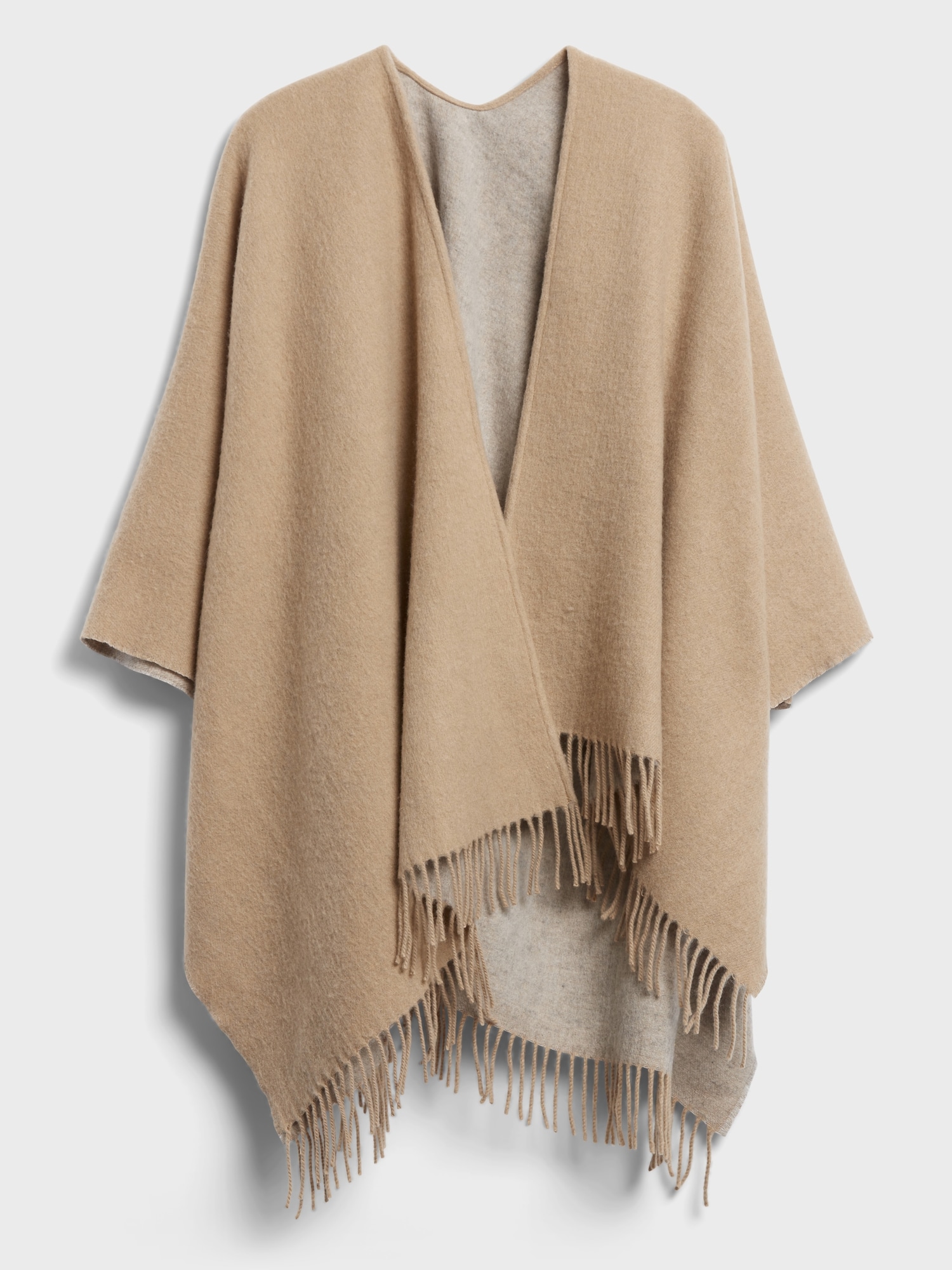 Reversible Wool-Blend Poncho