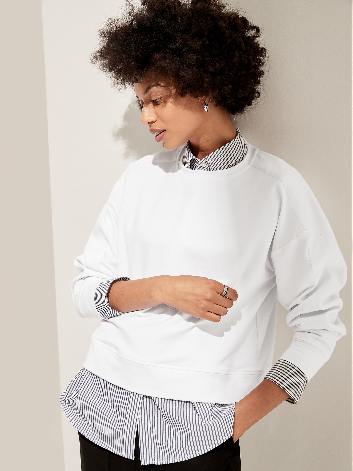 Mixed Media Sweatshirt Banana Republic