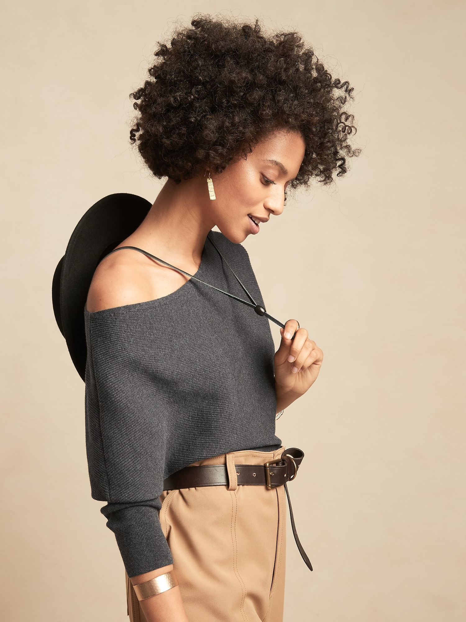 Ribbed off the shoulder on sale sweater