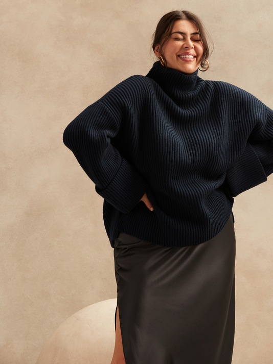 Petite Oversized Merino-Cashmere Sweater