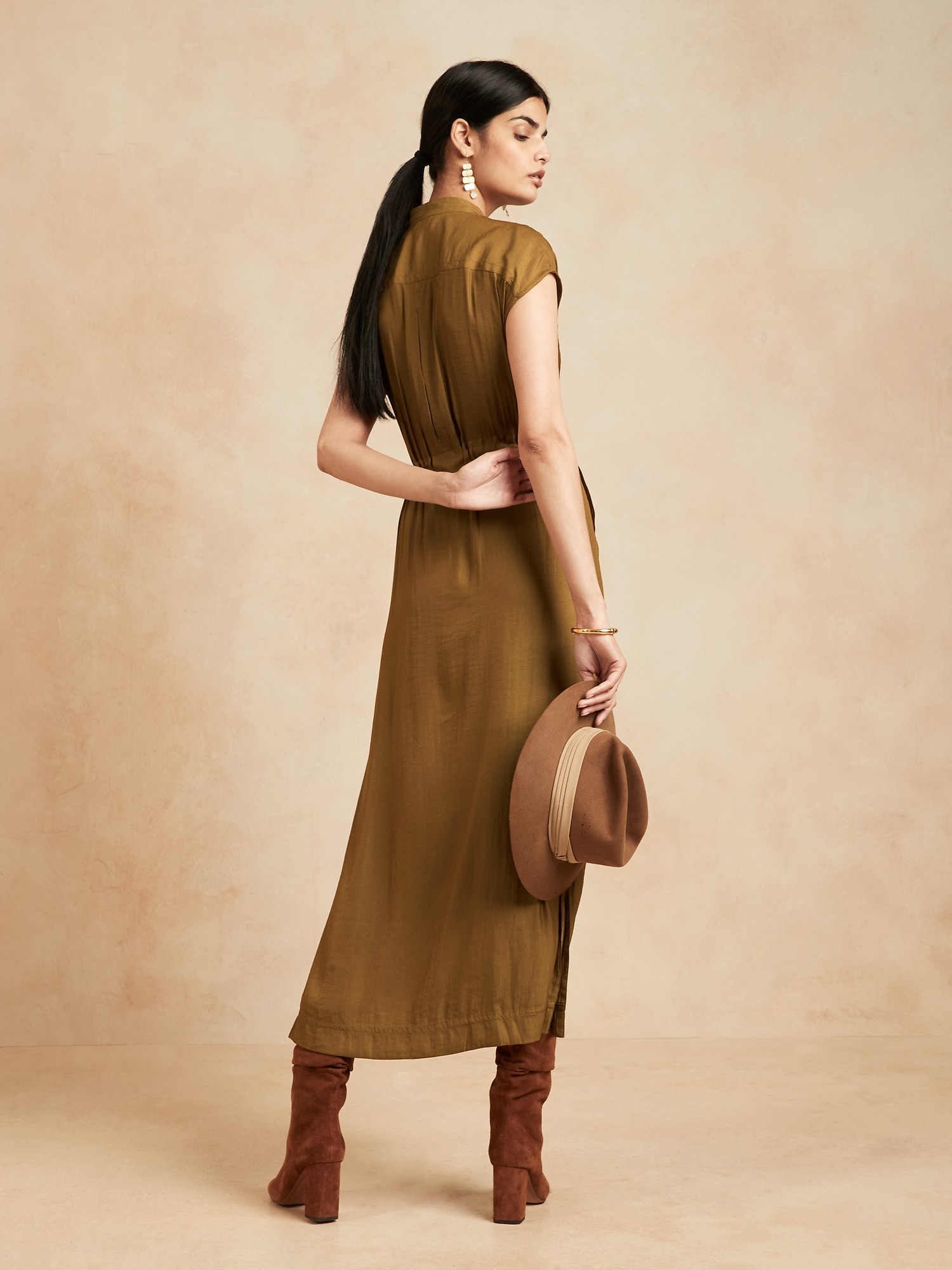 Khaki maxi hotsell shirt dress