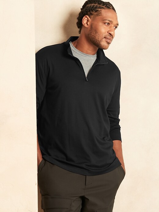 Image number 1 showing, Luxury-Touch Performance Half-Zip T-Shirt