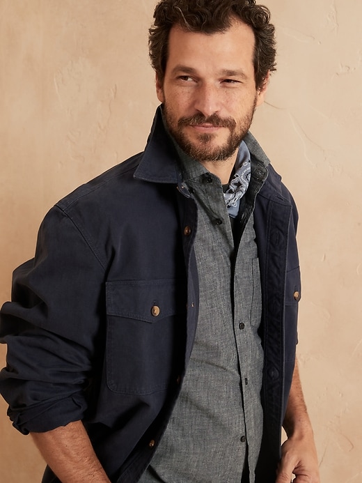 Image number 3 showing, Untucked Slim-Fit Chambray Shirt
