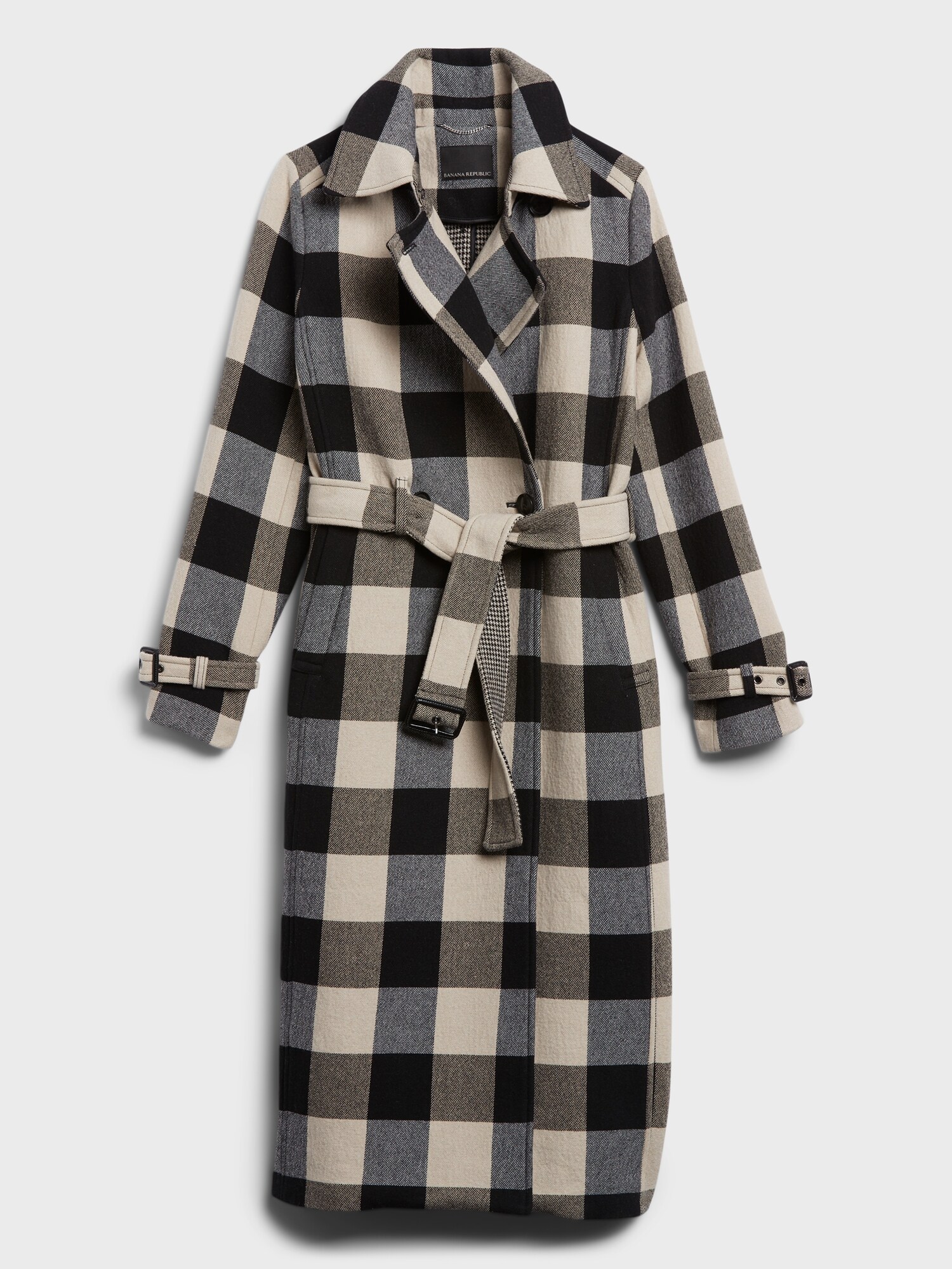 PLAID DOUBLE FACE TRENCH COAT-
